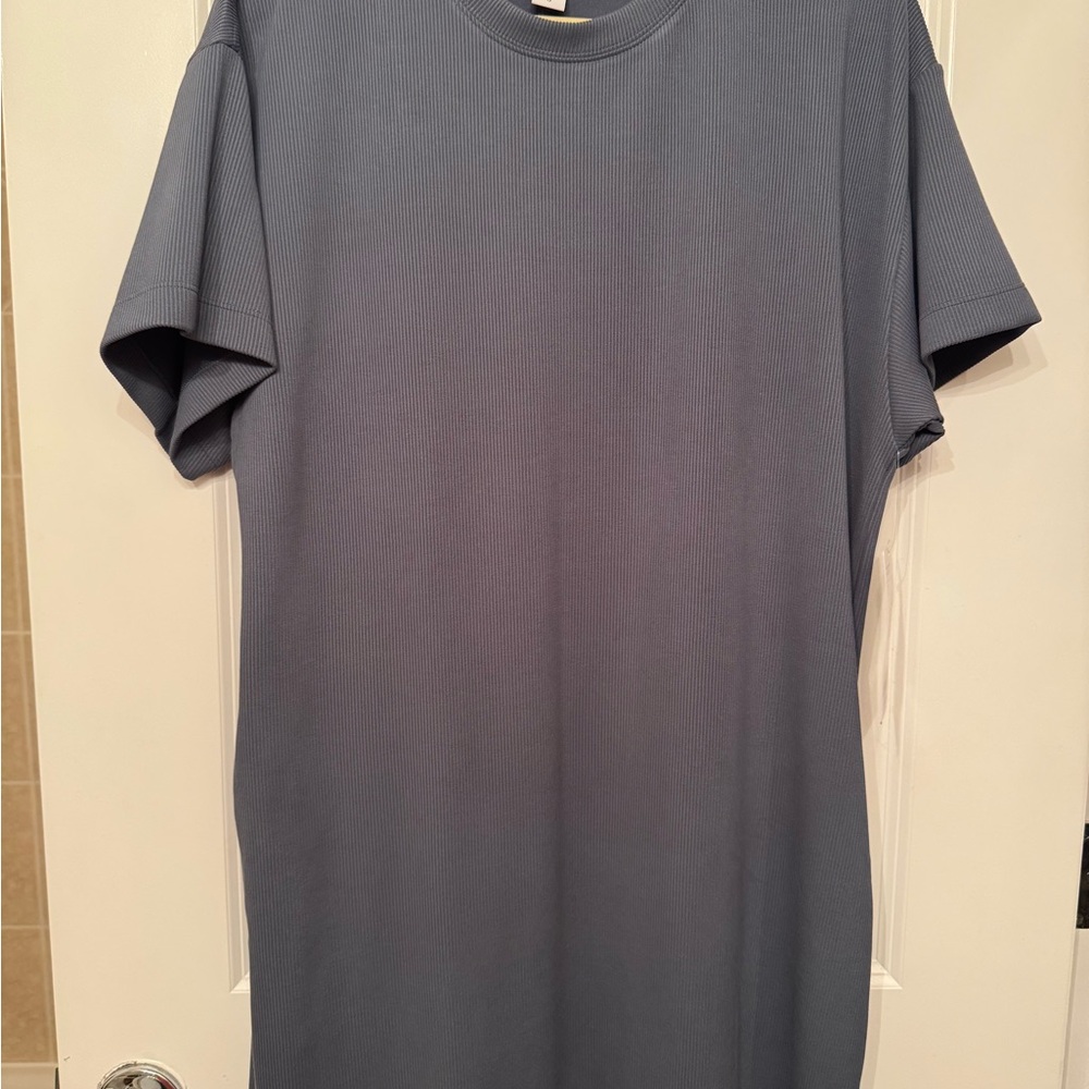 Athleta Dusty Blue Ribbed Mini Dress